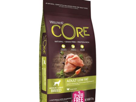 Wellness Core Healthy Weight Turkey Grain Free Adult Dry Dog Food 10kg + 2kg Free Fashion