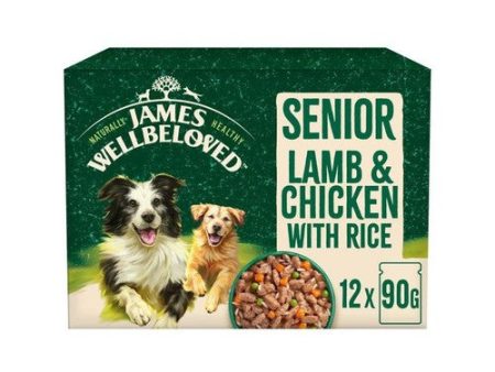 James Wellbeloved Senior Wet Dog Food Pouch with Lamb, Rice and Vegetables in Gravy 12 X 90g on Sale