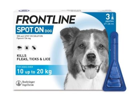 Frontline Spot On Flea Drops for Medium Dogs and Puppies (10-20kg) 3 Pipette Discount