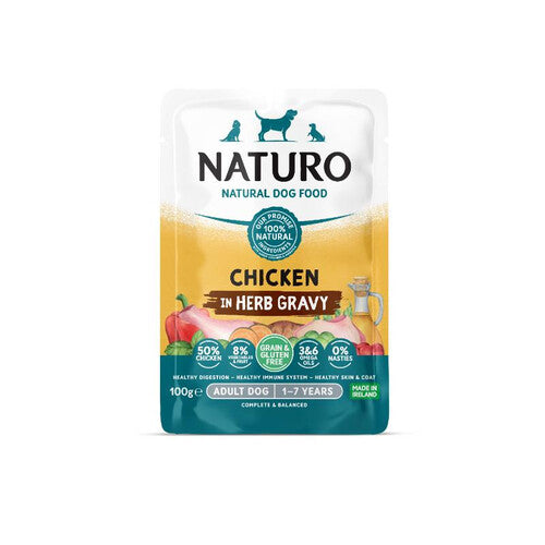 Naturo Adult Dog Food GGF Pouch Poultry Selection in Herb Gravy 12x100g For Cheap