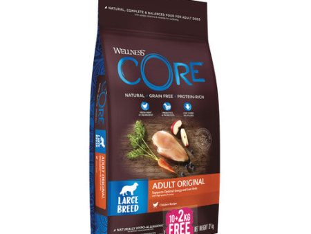 Wellness Core Large Breed Chicken Grain Free Adult Dry Dog Food 10kg + 2kg Free Fashion