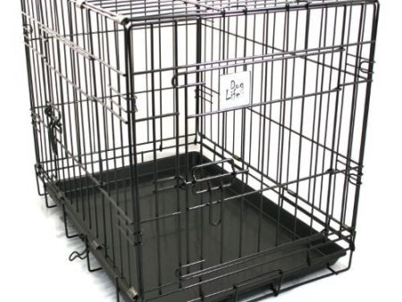 Dog Life Dog Crate Double Door Black Medium 30in Online Sale