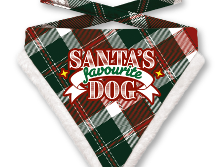 Christmas Dog Bandana - Plaid - White - Santas Favourite Dog For Discount