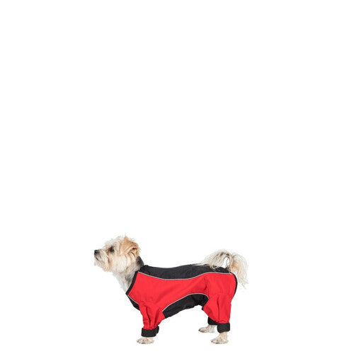 Trespaws Tia Black and Red Dog Raincoat With Legs (XXS) Cheap