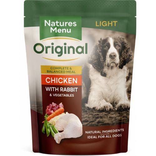 Natures Menu Adult Wet Dog Food Light Pouch with Chicken and Rabbit 8 x 300g For Discount