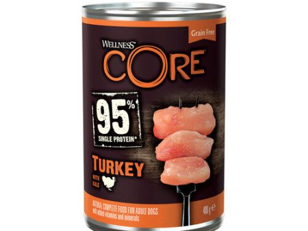 Wellness Core 95% Turkey with Kale Wet Adult Grain Free Dog Food 6 x 400g Fashion