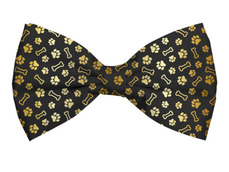 Christmas Dog Bow Tie Black & Gold - Bones Paw Fashion