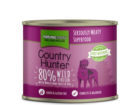 Natures Menu Country Hunter Wild Venison Grain Free Wet Dog Food Cans 6 x 600g Hot on Sale