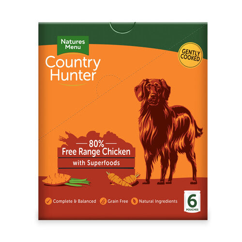 Natures Menu Country Hunter Superfood Grain Free Chicken Wet Dog Food Pouches 6 x 150g Discount