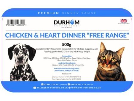 Durham Animal Feeds Free Range Chicken & Heart Dinner 500g Sale