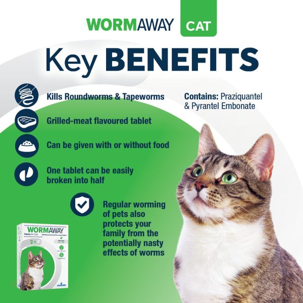 Worm Away Cat - 2 Tablets - Grilled Meat Flavour Discount