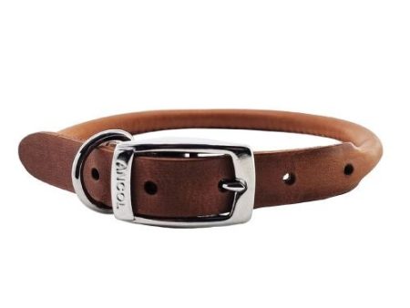 Ancol Round Leather Collar Chestnut 50-59cm Size 7 Supply