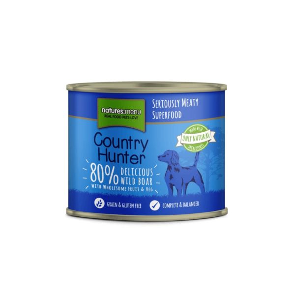 Natures Menu Country Hunter Wet Dog Food Wild Boar Grain Free Dog Food Cans 6 x 600g For Sale