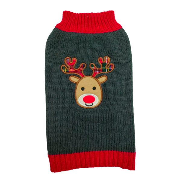 Petstop Dog Christmas Jumper - Reindeer Grey Online Sale