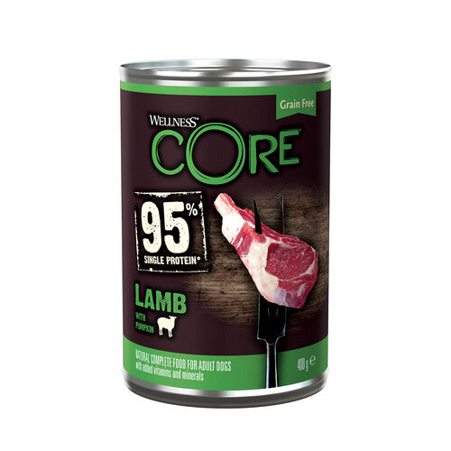 Wellness Core 95% Lamb with Pumpkin Wet Adult Grain Free Dog Food 6 x 400g Online Hot Sale