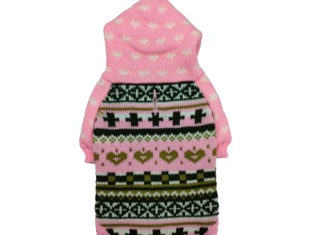 Petstop Dog Christmas Jumper - Heart Pink Hoodie Hot on Sale