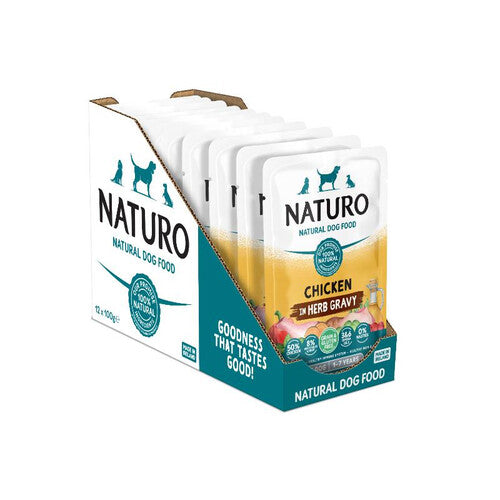 Naturo Adult Dog Food Grain & Gluten Free Chicken in Herb Gravy 100g x 12 For Sale