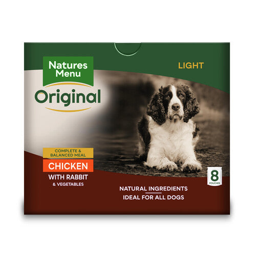 Natures Menu Adult Wet Dog Food Light Pouch with Chicken and Rabbit 8 x 300g For Discount