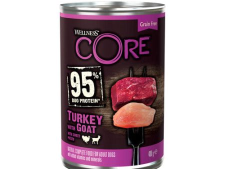 Wellness Core Wet Dog Food Can with 95% Turkey and Goat with Sweet Potato 6 x 400g Hot on Sale