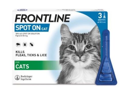 Frontline Spot-On Flea Drops for Cats, Kittens & Ferrets - 3 Pippettes Fashion