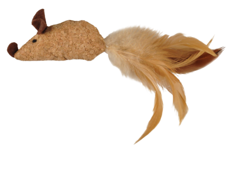 Adamello Mouse Soft Wood Cat Toy with Feathers For Discount