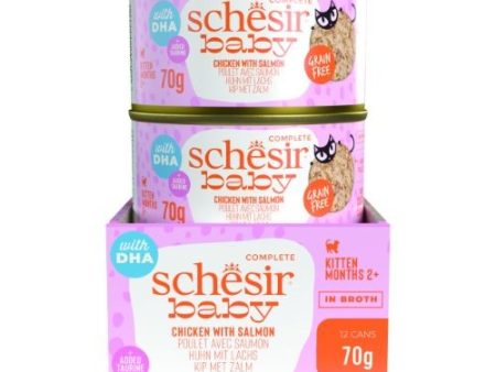 Schesir Baby Wholefood Wet Kitten Food Chicken and Salmon 70g x 12 Sale